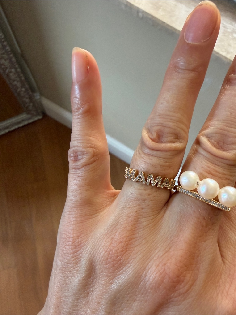 Fossil Gold AMAM Diamond Name Ring  Jewelry size 6.5